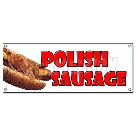 SIGNMISSION POLISH SAUSAGE BANNER SIGN sandwich concession grilled sub hero food B-Polish Sausage